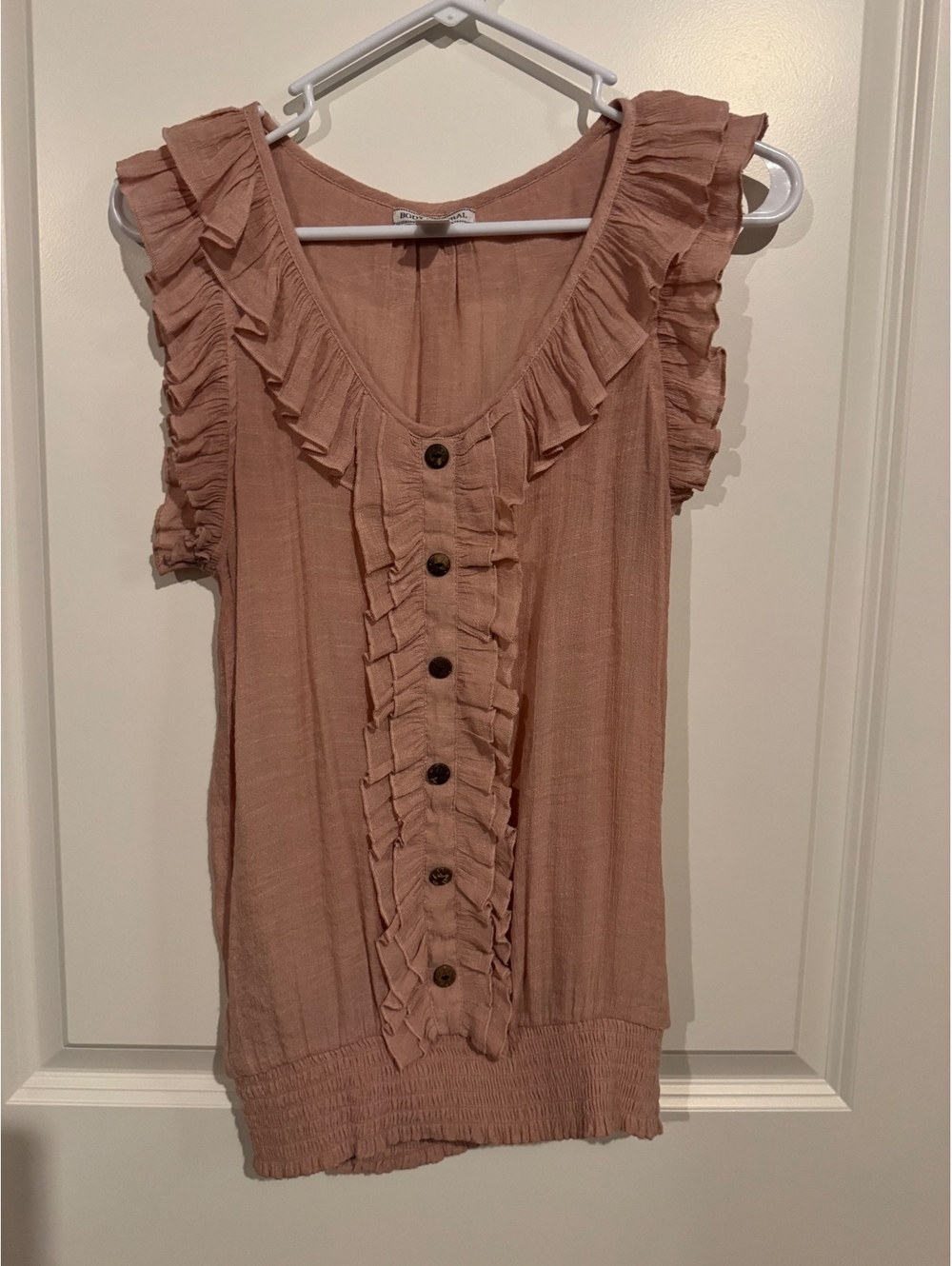 Body Central Women's Sleeveless Ruffled Button Front Top Size L